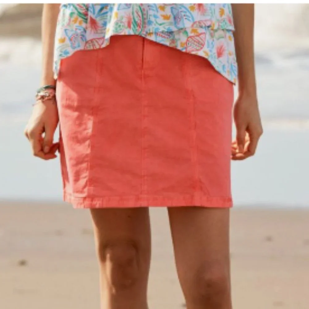 Fresh Produce Cruiser Coral Orange Casual Cargo Beach Summer Cotton Mini Skort-M